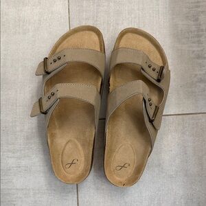 Tan Double Strap Sandals